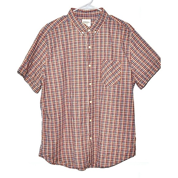 Fossil Men's Size L Plaid Short Sleeve Button Front Camp Shirt - New - Picture 5 of 5